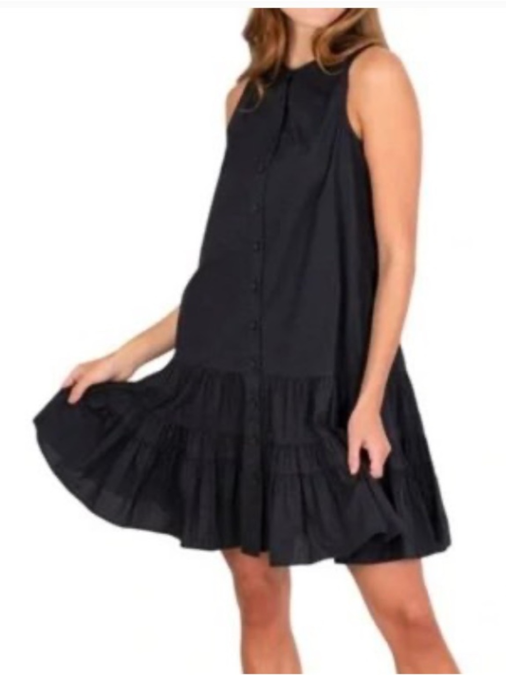 Joie Limited Edition Sleeveless Tiered Mini Dress Size Medium Black Ruffles